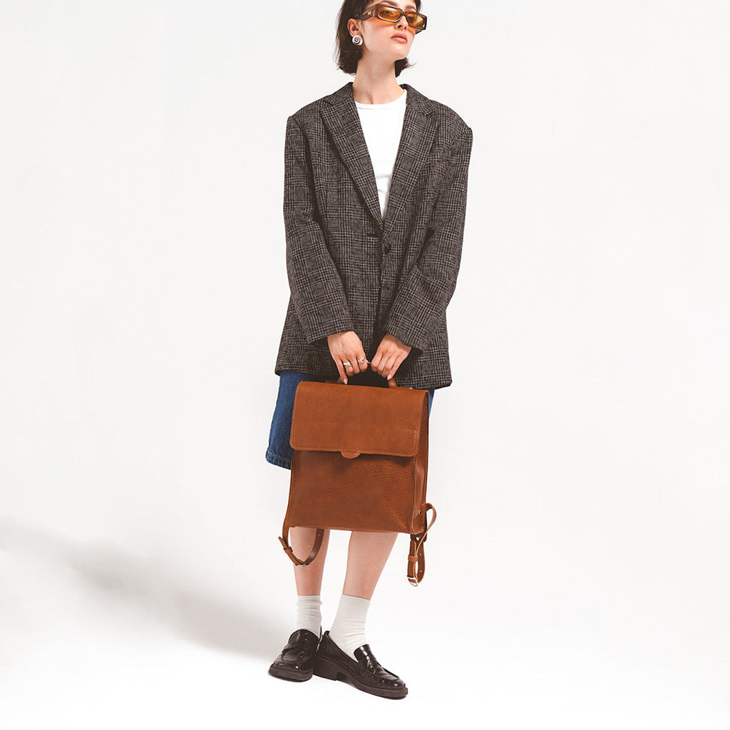 Leather Backpack - Fibonacci (Brown)