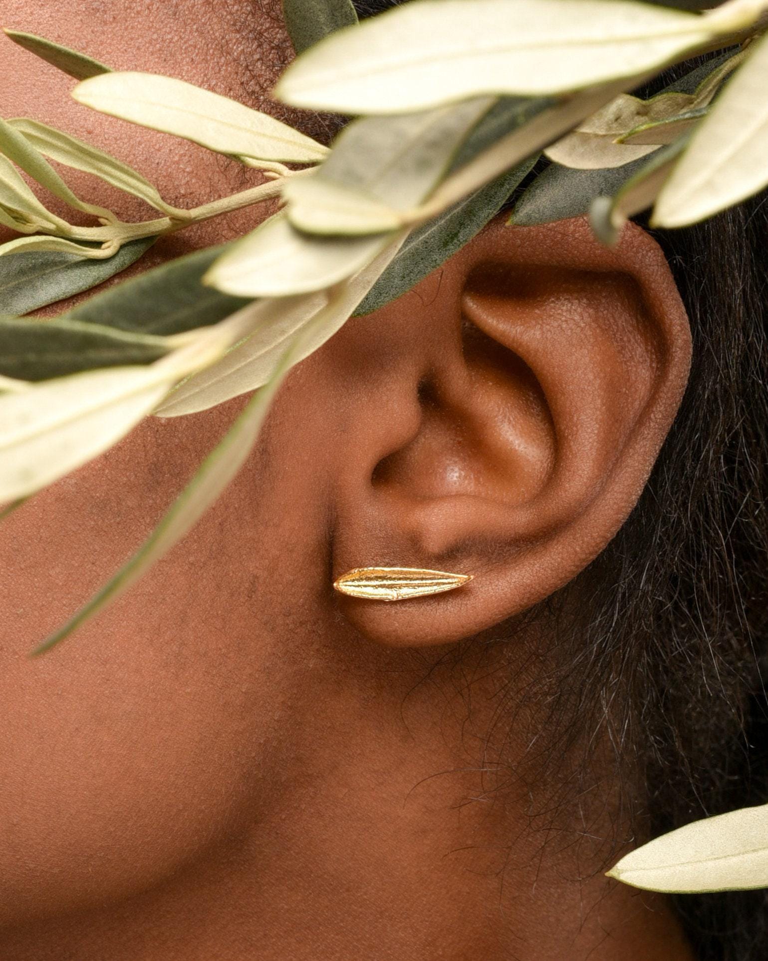 Olive Leaf Stud Earrings