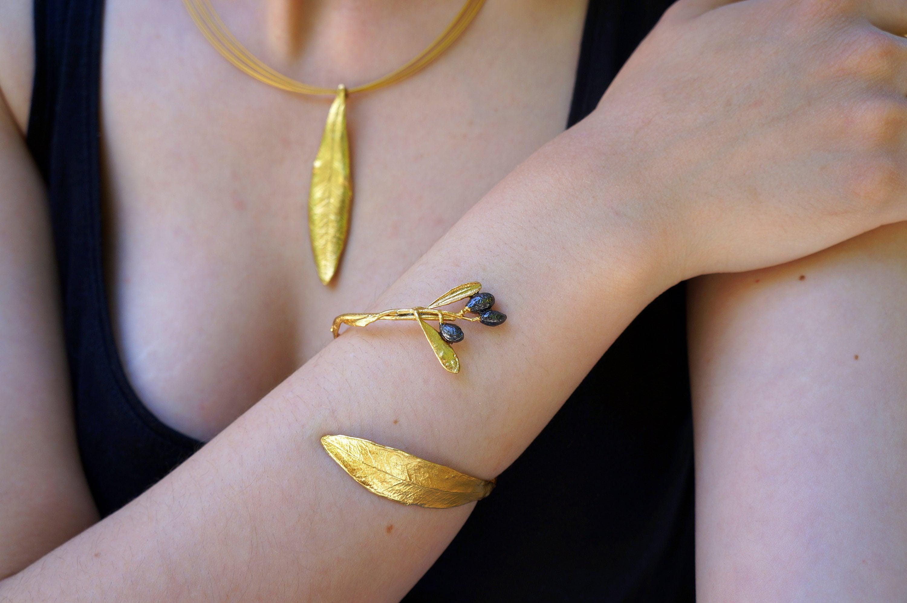Gold Olive Branch Bracelet