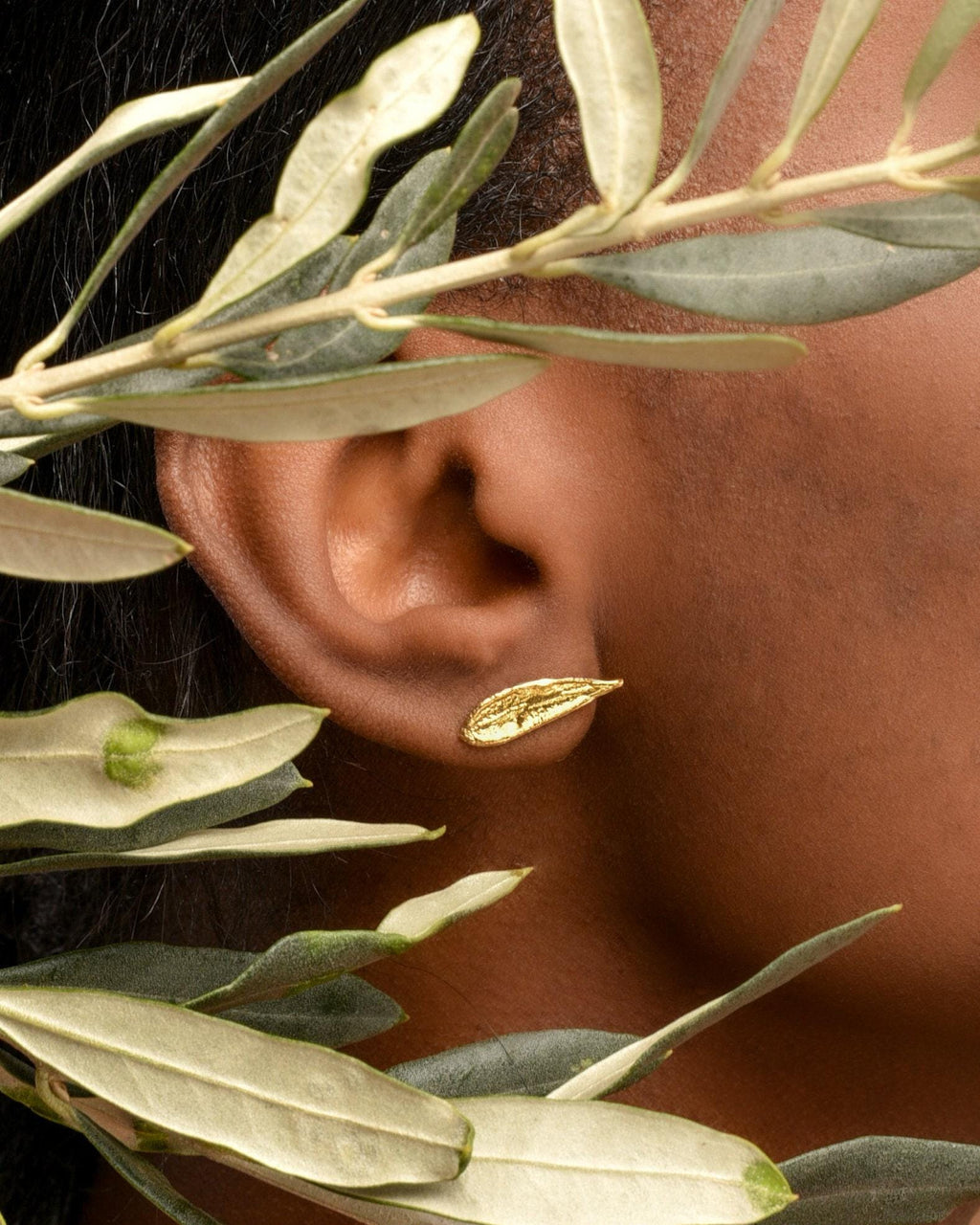 Olive Leaf Stud Earrings