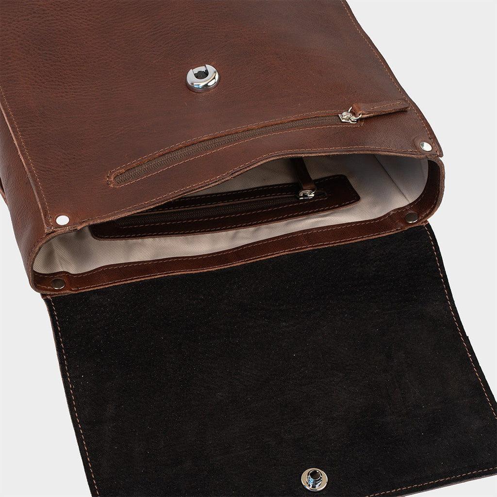 Leather laptop backpack