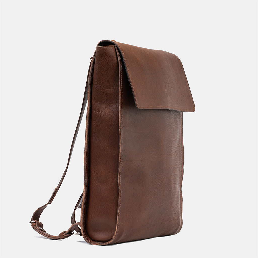 Leather laptop backpack