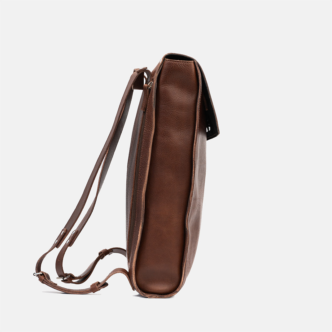 Leather laptop backpack