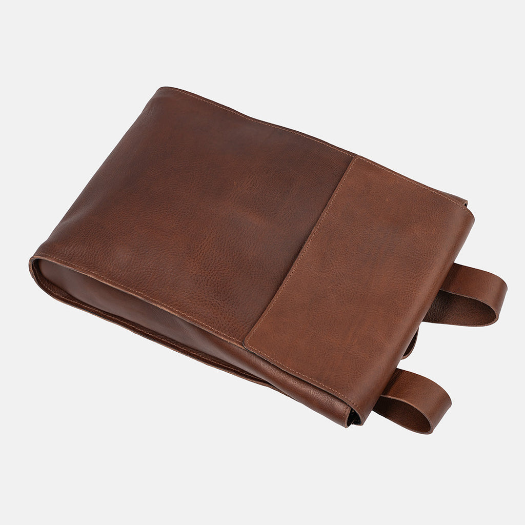 Leather laptop backpack