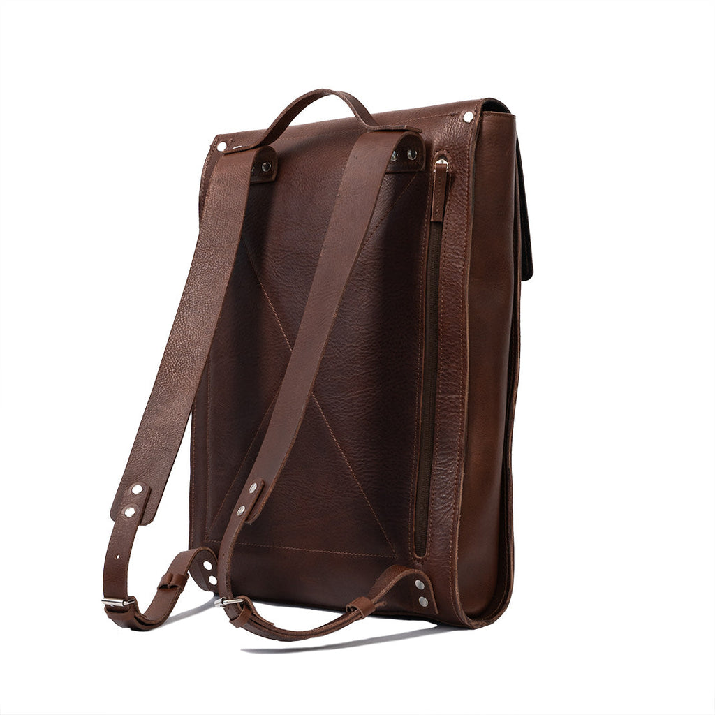 Leather laptop backpack