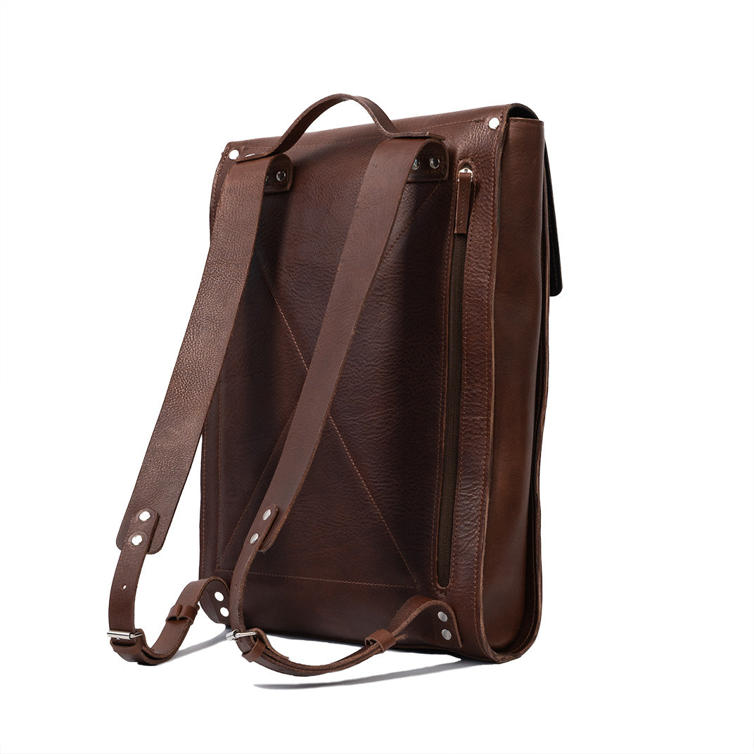 Leather laptop backpack